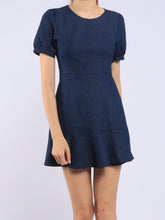 Denim Peplum Romper Dress
